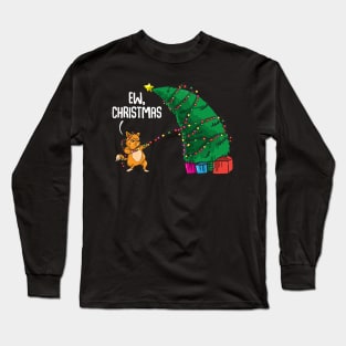 Cat Destroying Christmas. Sweatshirt For Cat Lovers and Christmas Parties. Long Sleeve T-Shirt